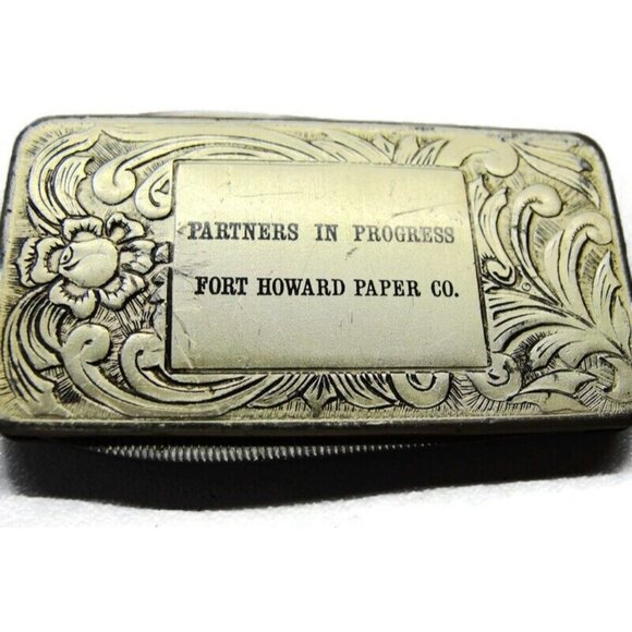 Partners Progress Fort Howard Paper Co Knife File Money Clip Stainless Steel Vtg - Picture 12 of 12
